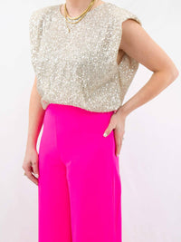 DO+BE High Rise Dress Pants in hot pink - women's pants - detail view