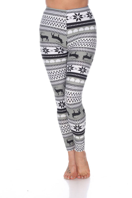 White Mark - Reindeers Printed Leggings