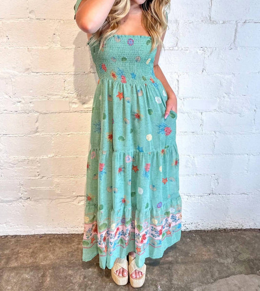 Olivaceous - Mermaids Garden Maxi Dress