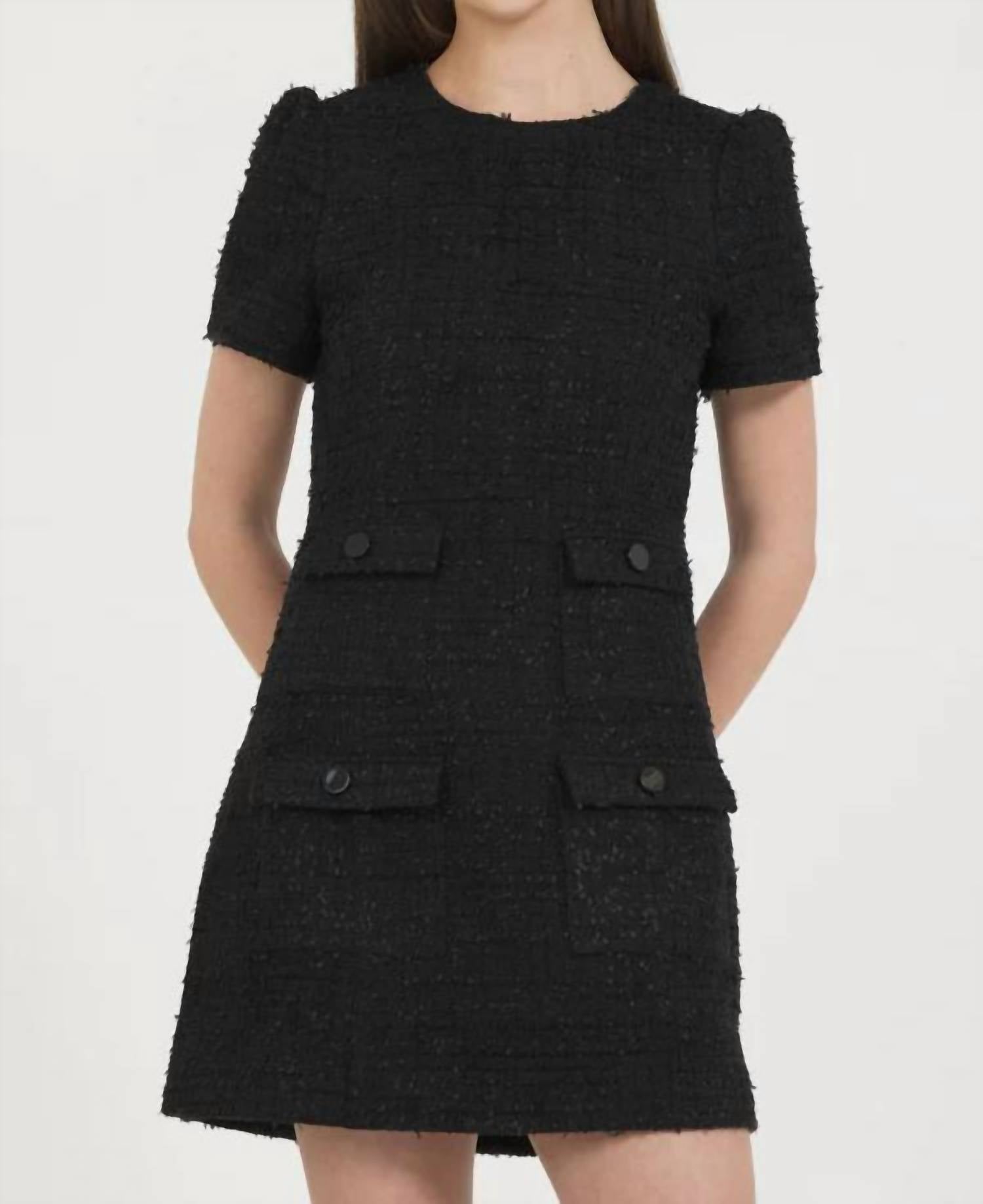 Stellah - Novelty Tweed Short Sleeves Mini Dress