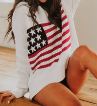 Eg Fashion - Twist American Flag Knit Sweater