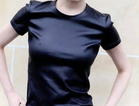 Stouls Leather T-shirt in black - women's t-shirt - view 4
