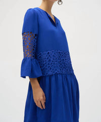 Joseph Ribkoff - Laser Cut 3/4 Sleeves A-line Dress