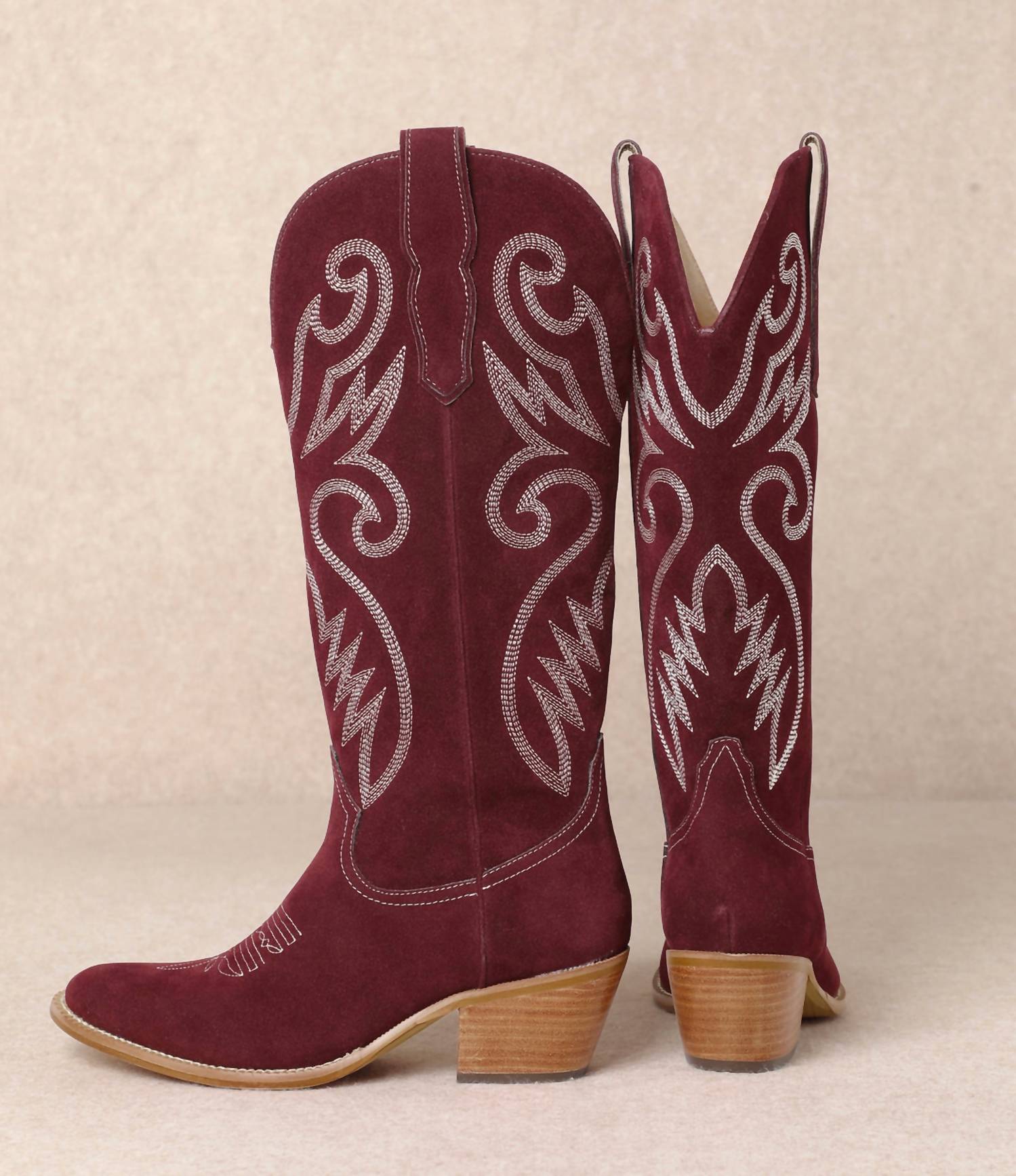 Mi.iM Women's Embroidered Western Boot in maroon - women's shoe - alternate view