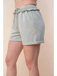 White Birch - High Waisted Washed Scuba Shorts