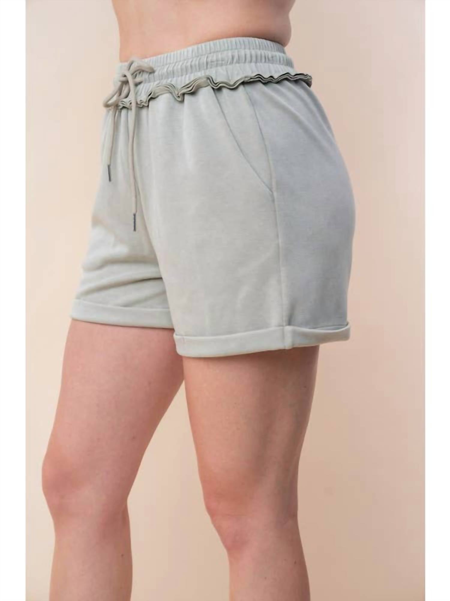 White Birch - High Waisted Washed Scuba Shorts
