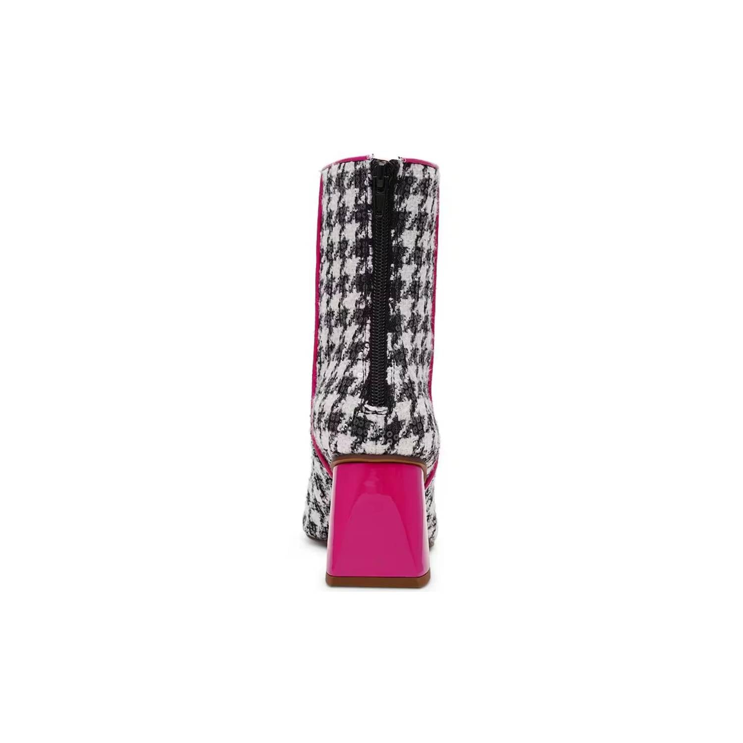 Betsey Johnson - Women's Stevie Houndstooth Embellished Heel Booties