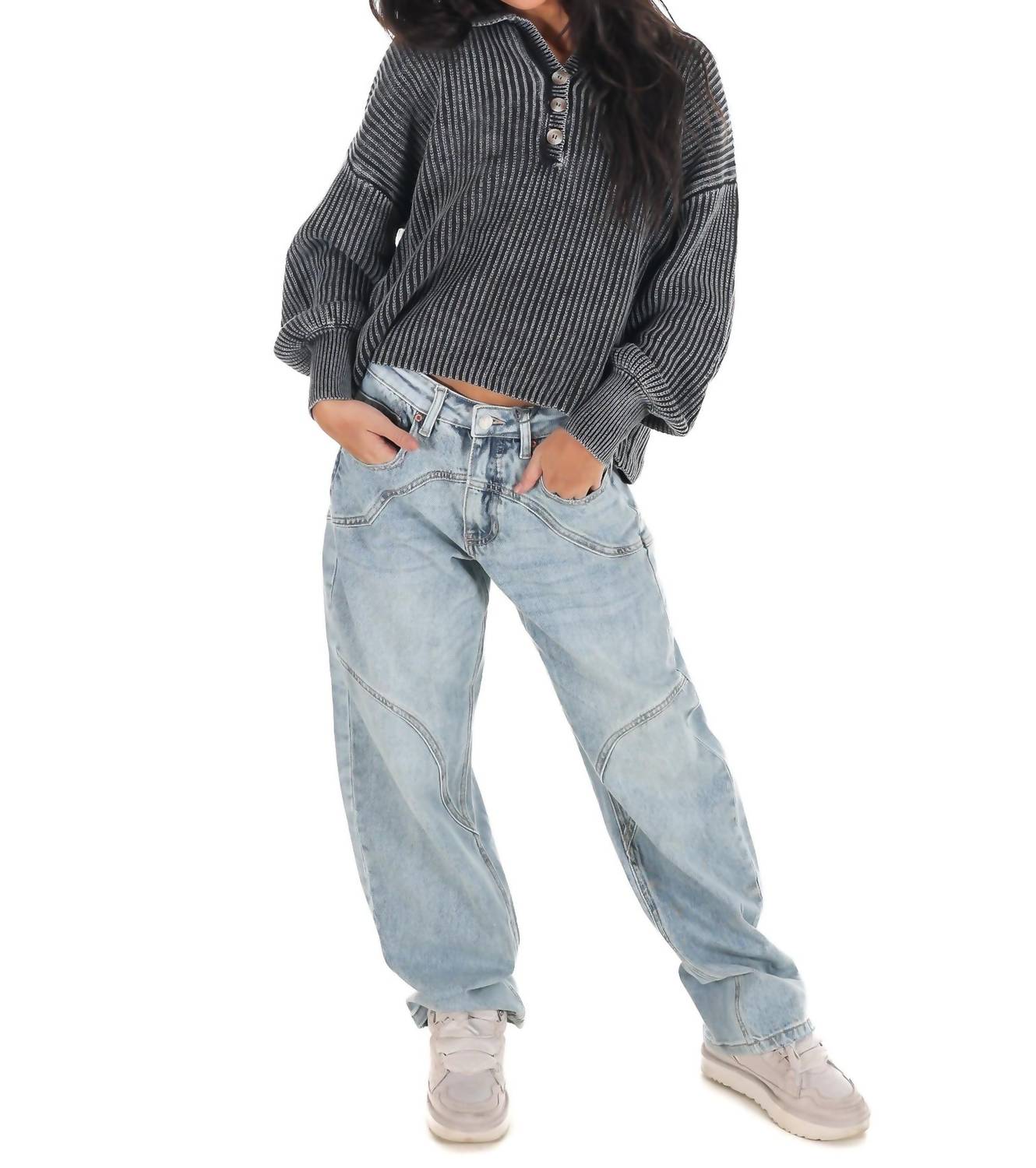 Zenana - Always on Point Collared Sweater