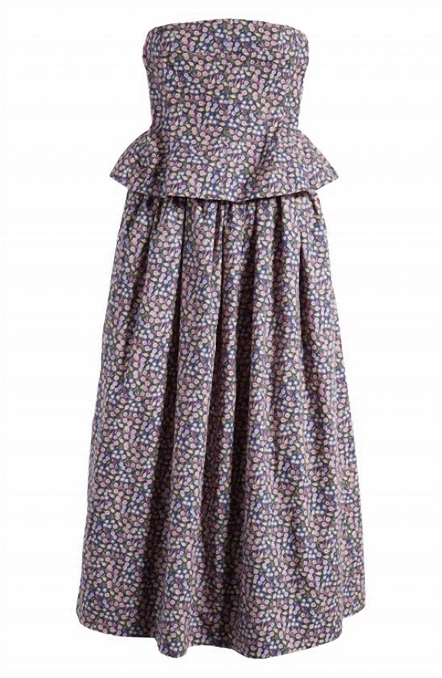 Nackiye - Women's Floral Ditsy Pintuck Peplum Strapless Midi Dress