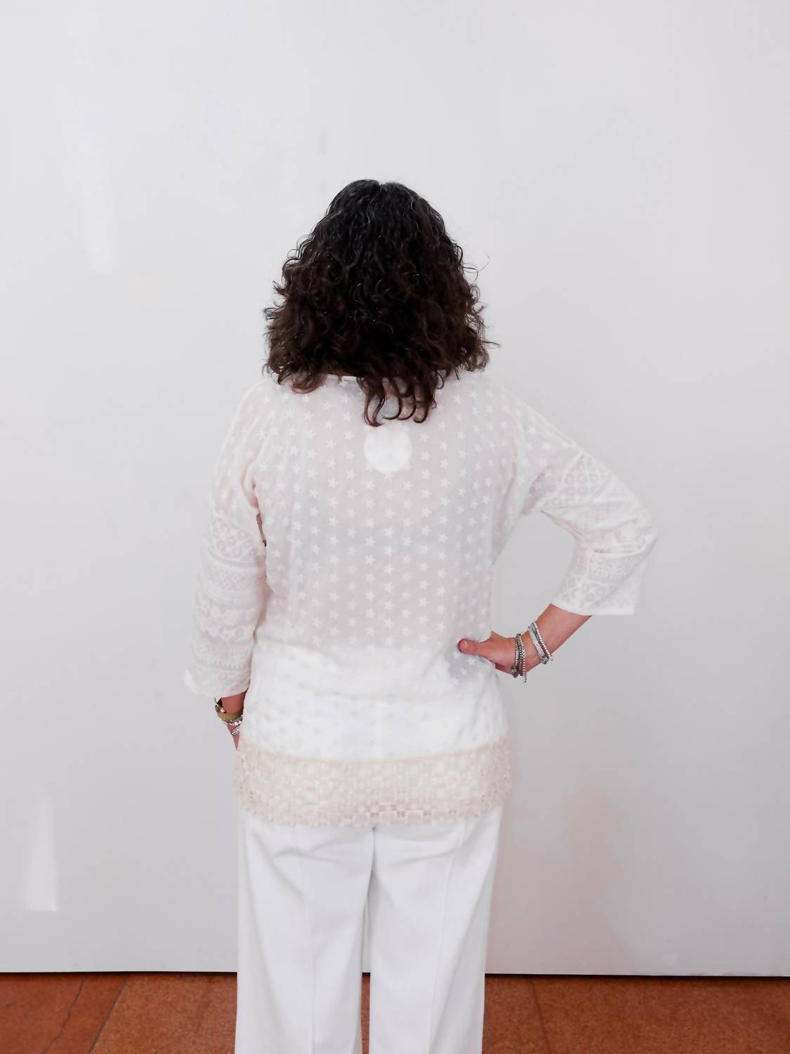 Johnny Was Zora Stitchwork Blouse in natural - women's blouse - alternate view