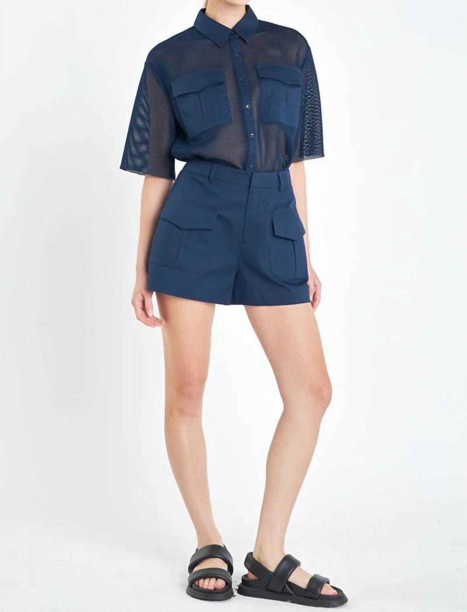 Grey Lab - High-waisted Flap Pocket Short