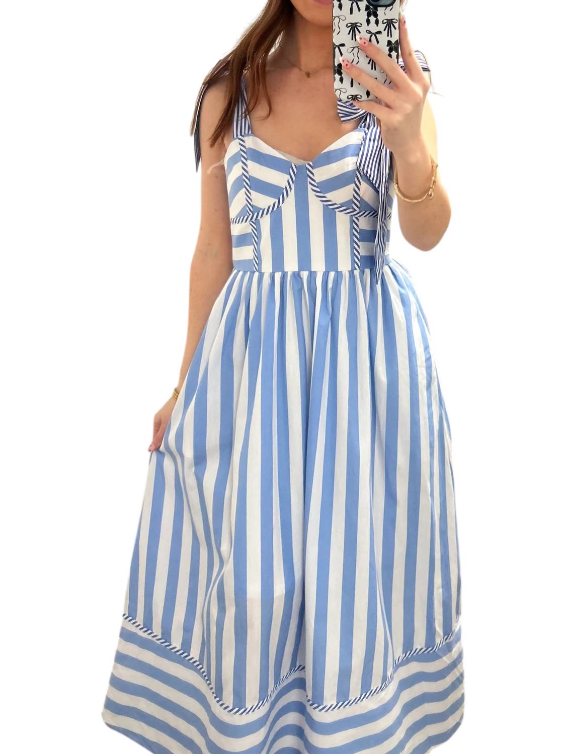 Entro - Striped Sleeveless Midi Dress