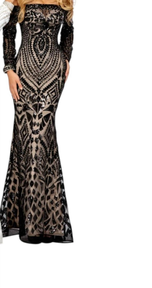 Karishma Creations - Off-shoulder Body-hugging Prom Dress