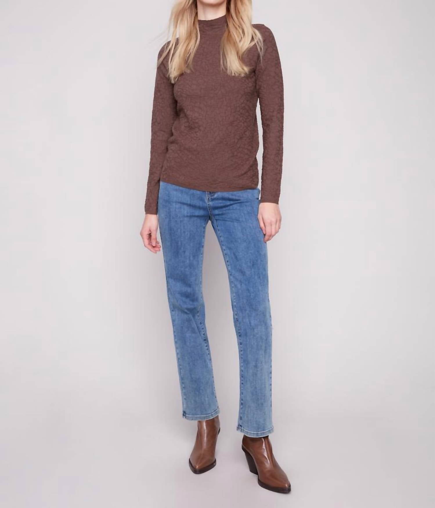 Charlie B - Mock Neck Textured Sweater