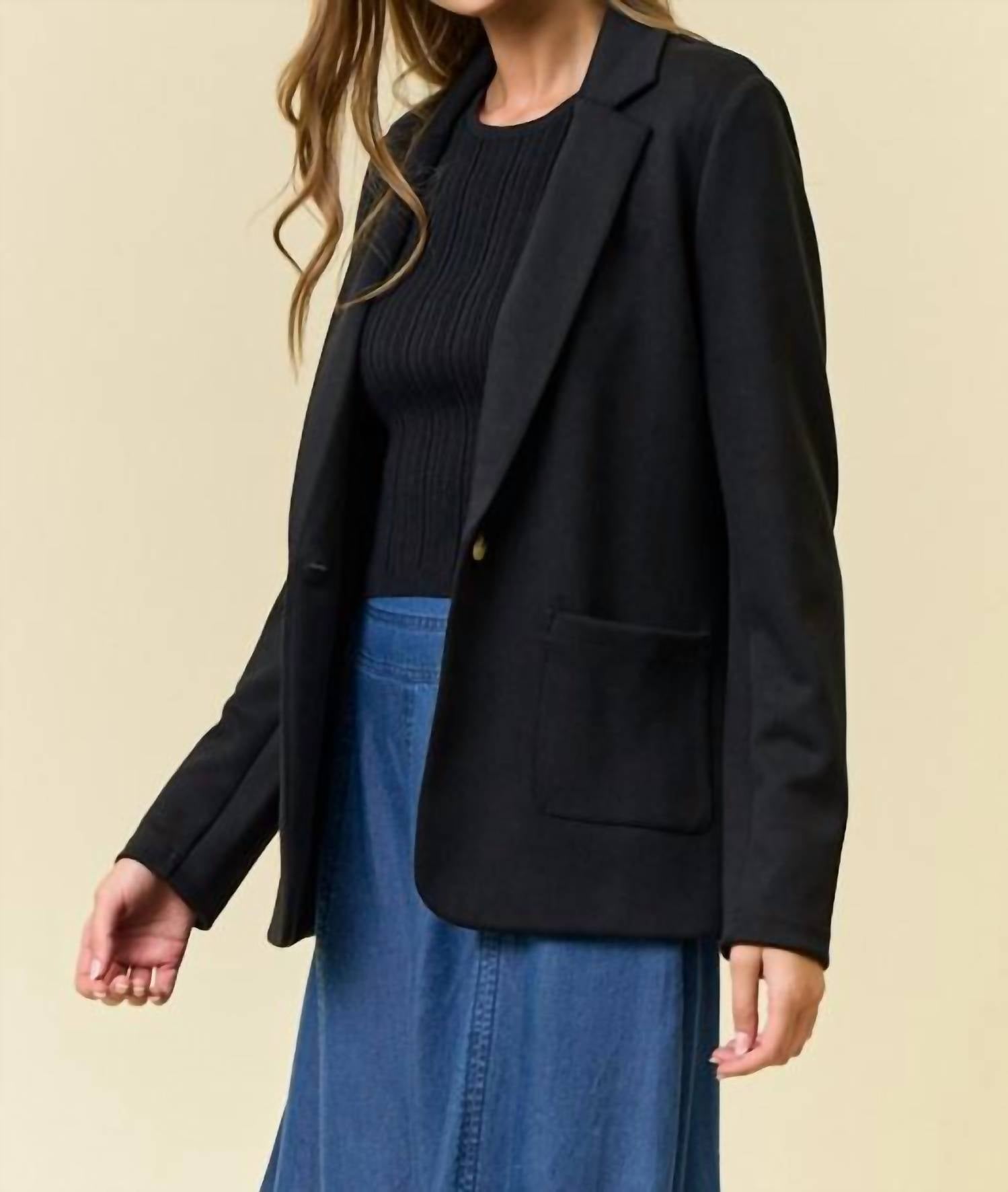 Doe And Rae - Brushed Modal Flap Pocket Long Sleeve Blazer