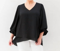 Karen Kane - Layered Sleeve Asymmetric Top - Plus Size
