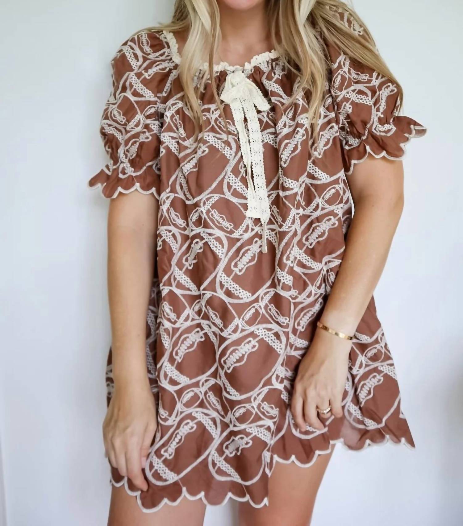 Rareraw - Women's Gameday Football Embroidered Mini Dress