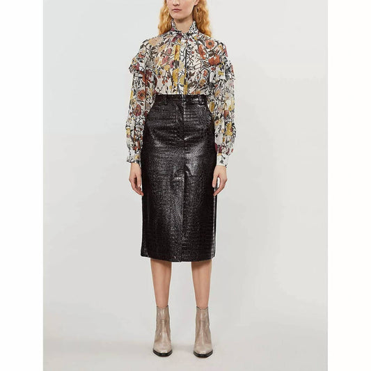 Topshop - Croc Embossed Vinyl Faux Leather Pencil Skirt