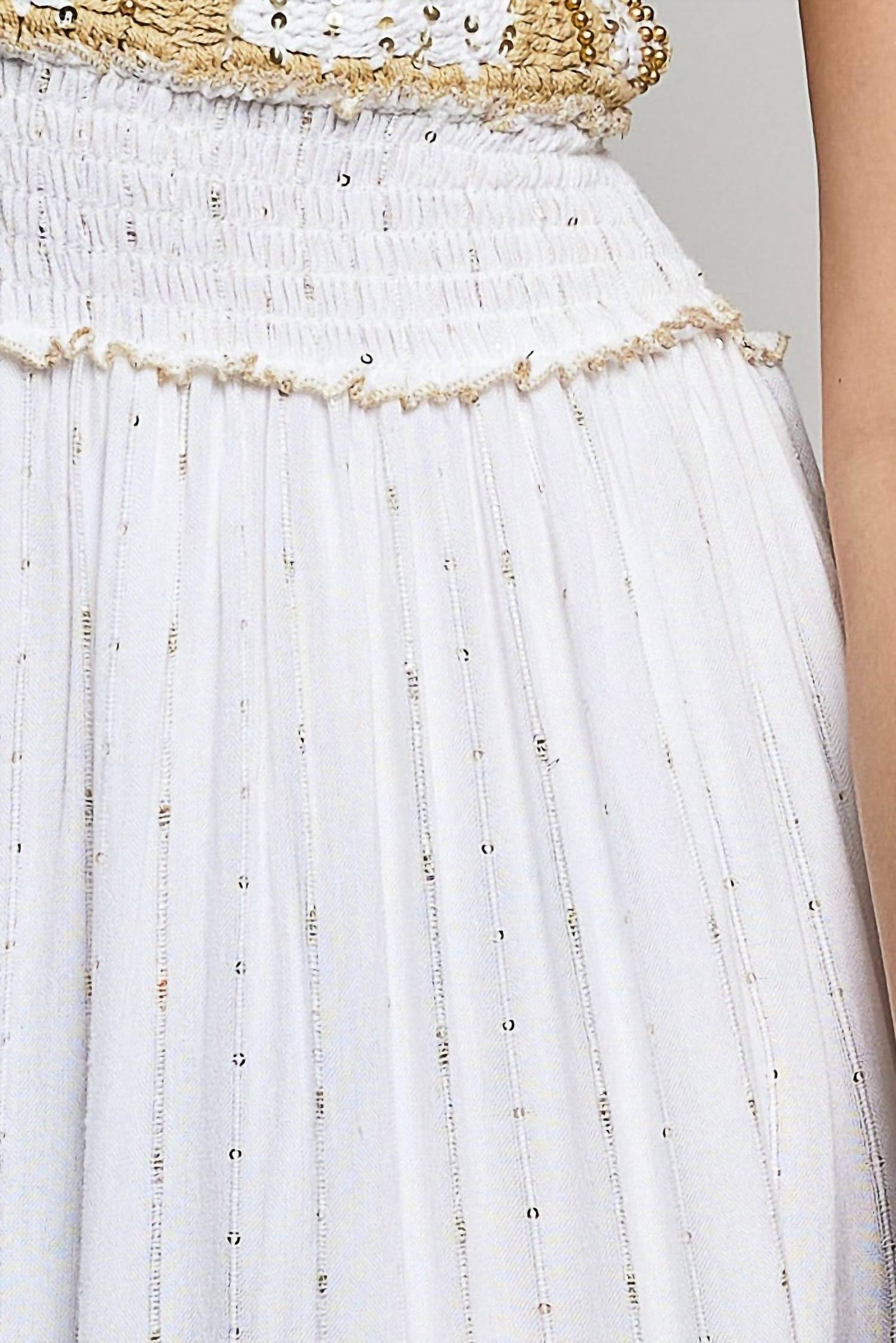 Pol - Corfu Crochet Sequin Metallic Halter Maxi Dress