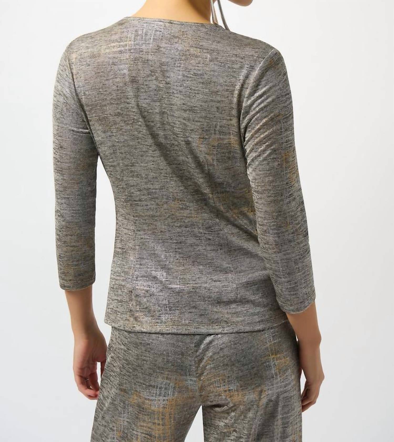 Joseph Ribkoff - Foiled Mélange Knit Wrap Top