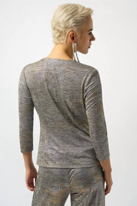 Joseph Ribkoff - Foiled Mélange Knit Wrap Top