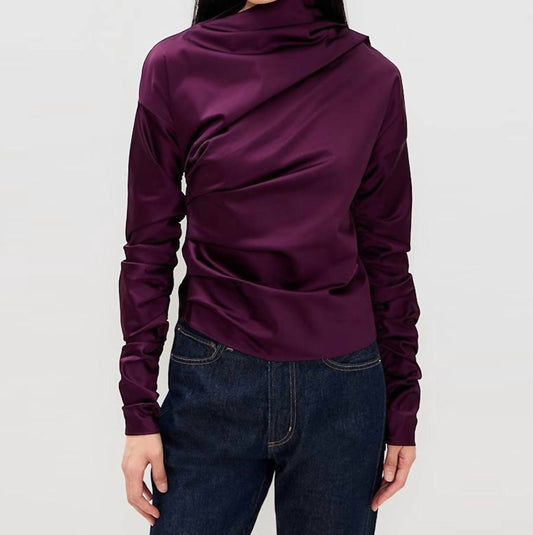 Ganni - Stretch Satin Ruched Top