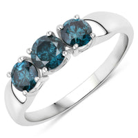 Diana M Jewels Women's Round Natural Blue Diamond Fashion Ring (1.03 Ct) - Petite in 14k white gold - women's jewelry