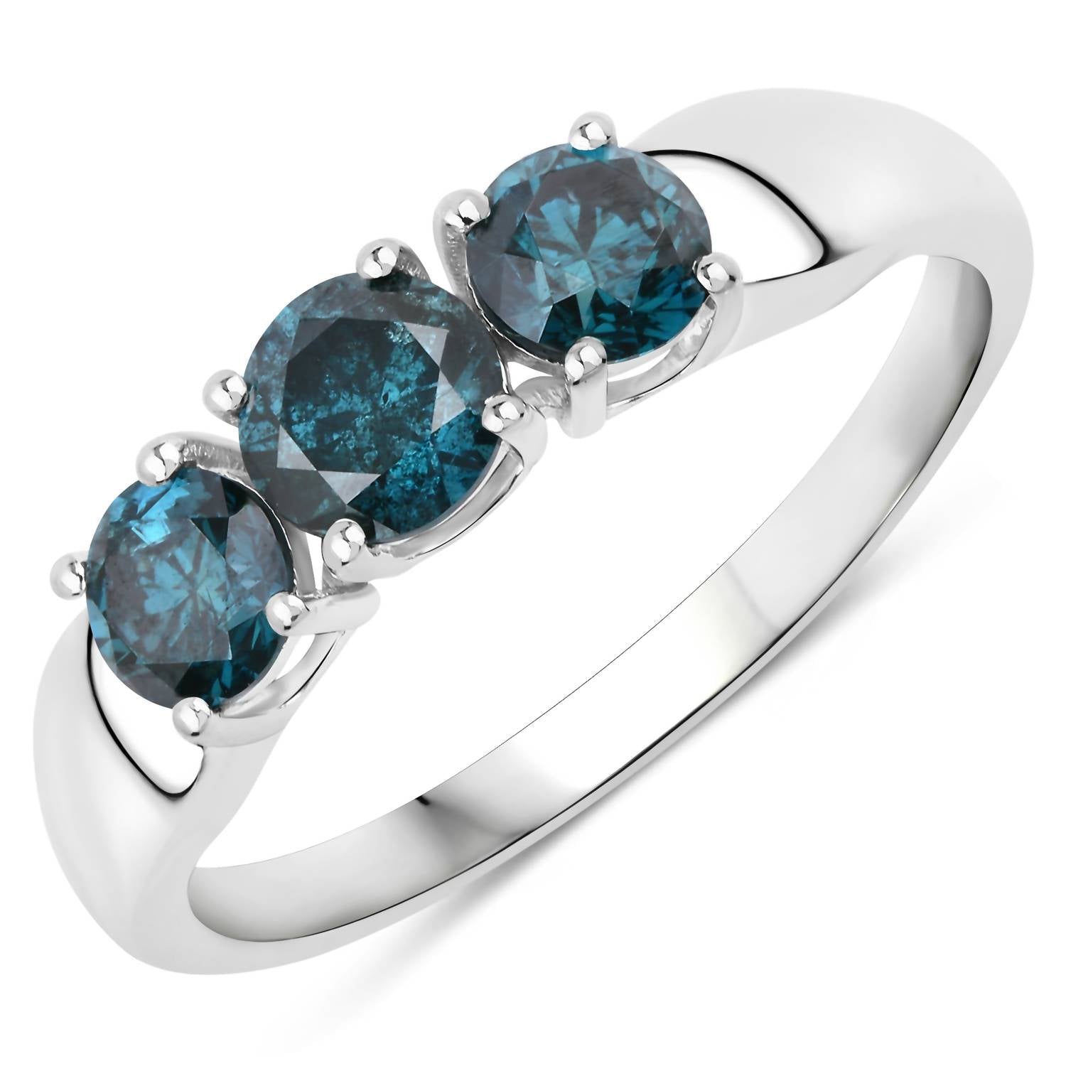 Diana M Jewels Women's Round Natural Blue Diamond Fashion Ring (1.03 Ct) - Petite in 14k white gold - women's jewelry