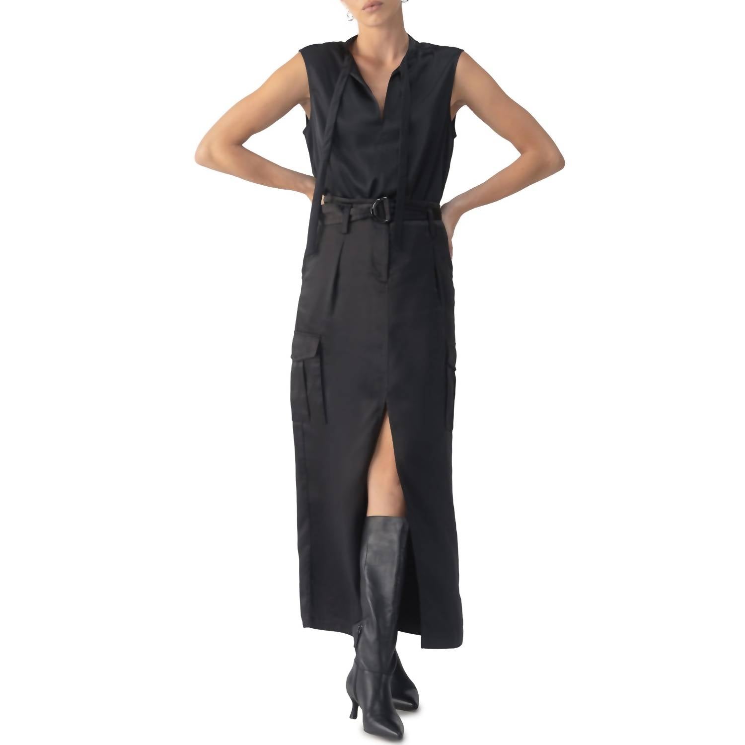 Sanctuary - Tie Neck Satin Shell Top