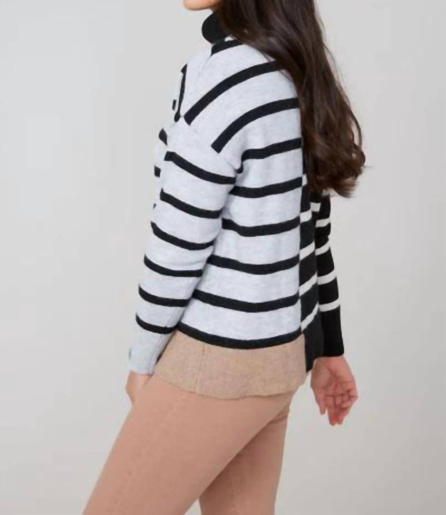 Renuar - Striped Knit Turtle Neck Sweater