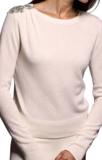 Minnie Rose - Cashmere Top With Shoulder Embellishment