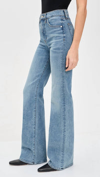 Veronica Beard Crosbie High Rise Wide Leg Jeans in rebel stone - women's jeans - detail view