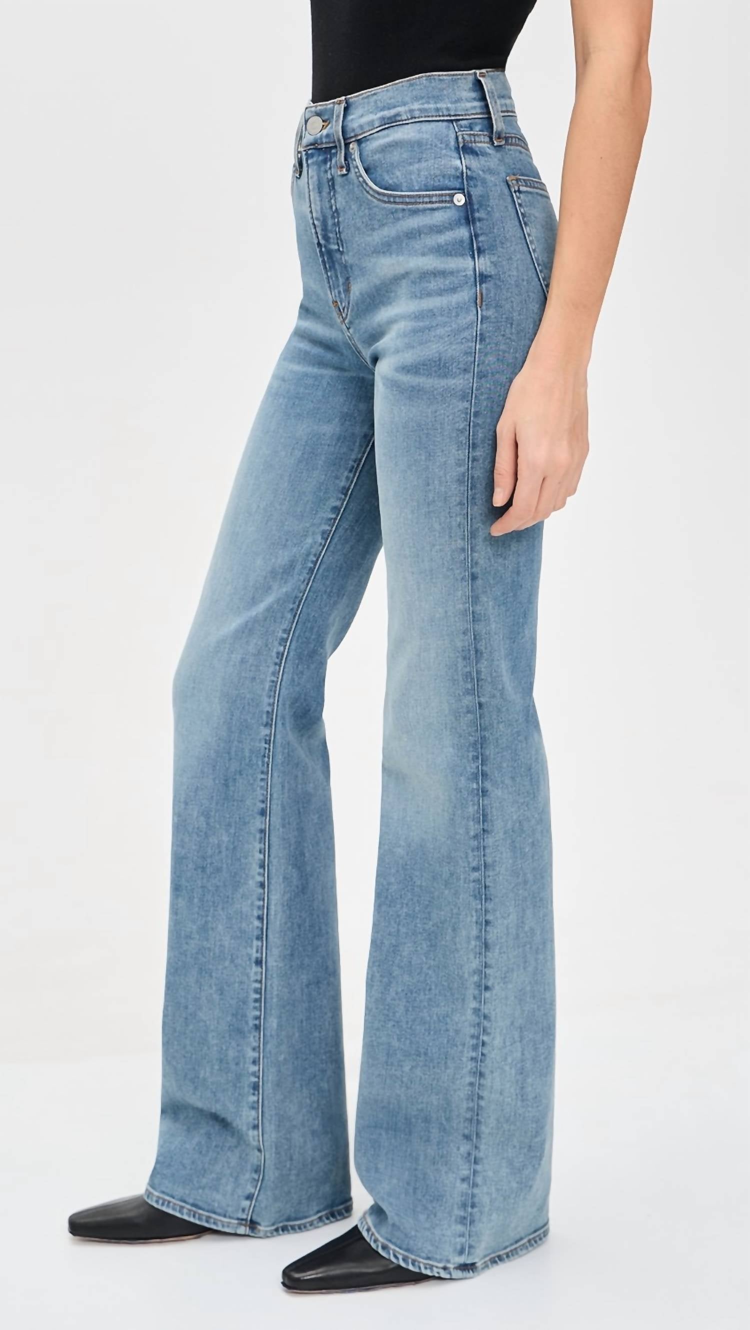 Veronica Beard Crosbie High Rise Wide Leg Jeans in rebel stone - women's jeans - detail view