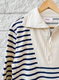 XIRENA Women's Kat Collared Stripe Sweatshirt in natural stripe - women's top - alternate view