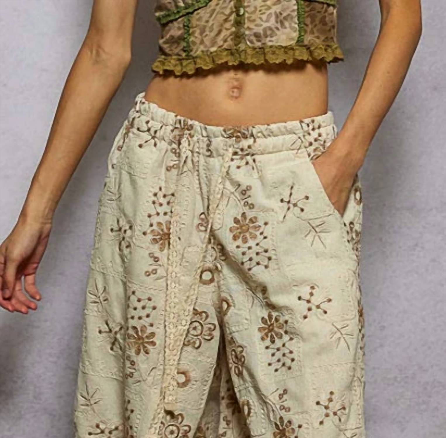 Pol - Embroidery Quilted Jogger Pants