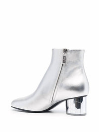 Salvatore Ferragamo Women's Mirrored Heel Leather Ankle Boots in silver - women's shoe - view 198