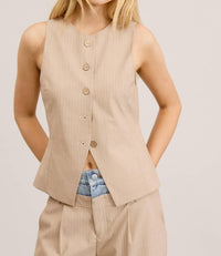 Mimosa - Fitted Pinstripe Button Up Vest