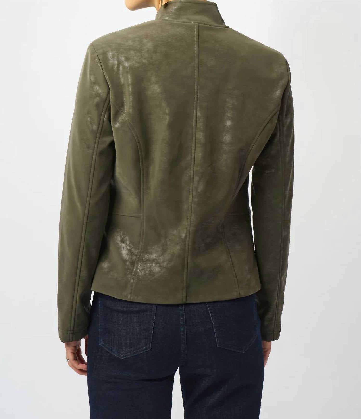 Joseph Ribkoff - Long Sleeve Faux Suede Moto Jacket