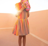 Billieblush - Girls Striped Scallop Hem Dress