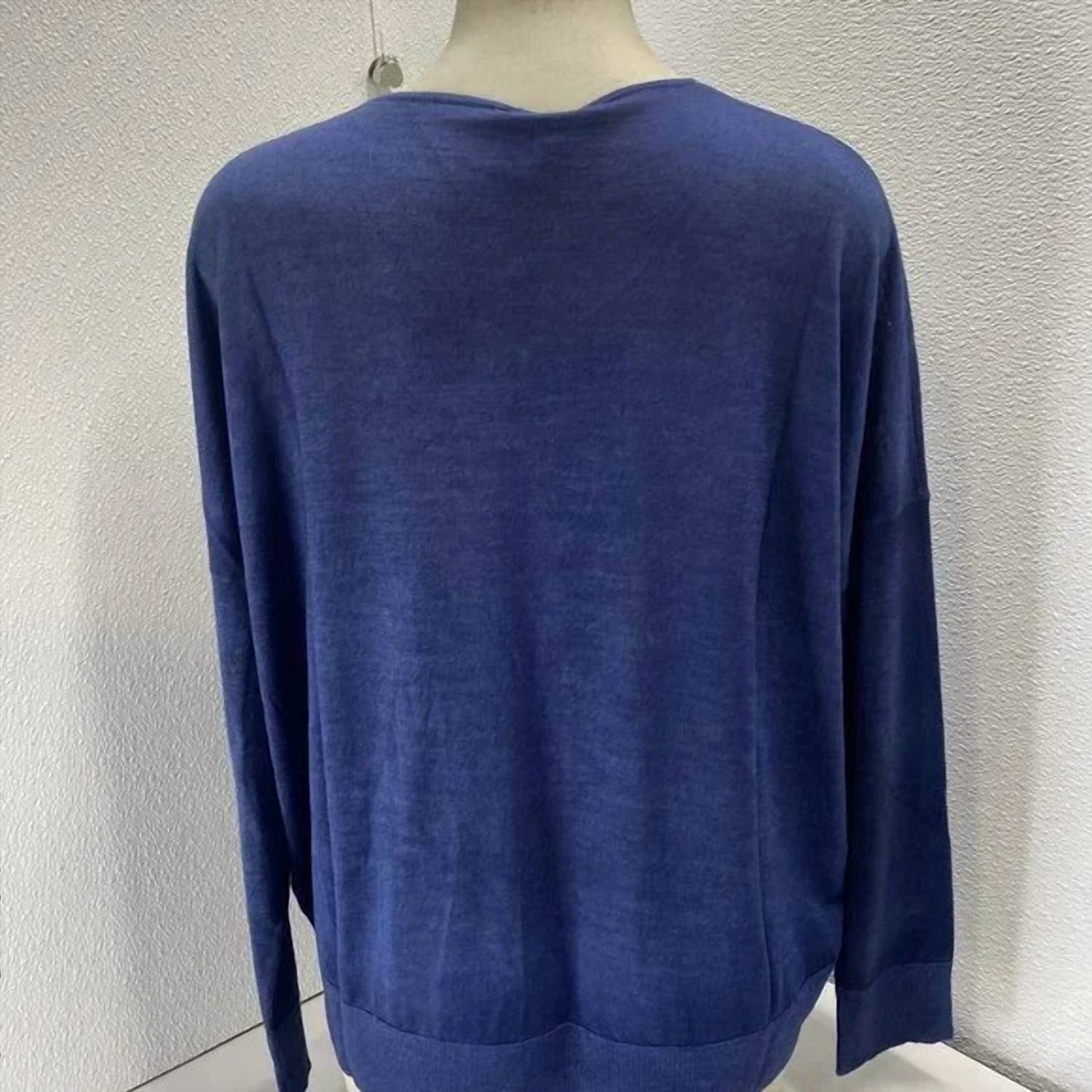 Avant Toi Women’s Maglia Cashmere Silk High-low Sweater in navy - women's sweater - alternate view