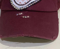 Sweet Texas Treasures - Women's Rhinestone Lips Distressed Trucker Cap