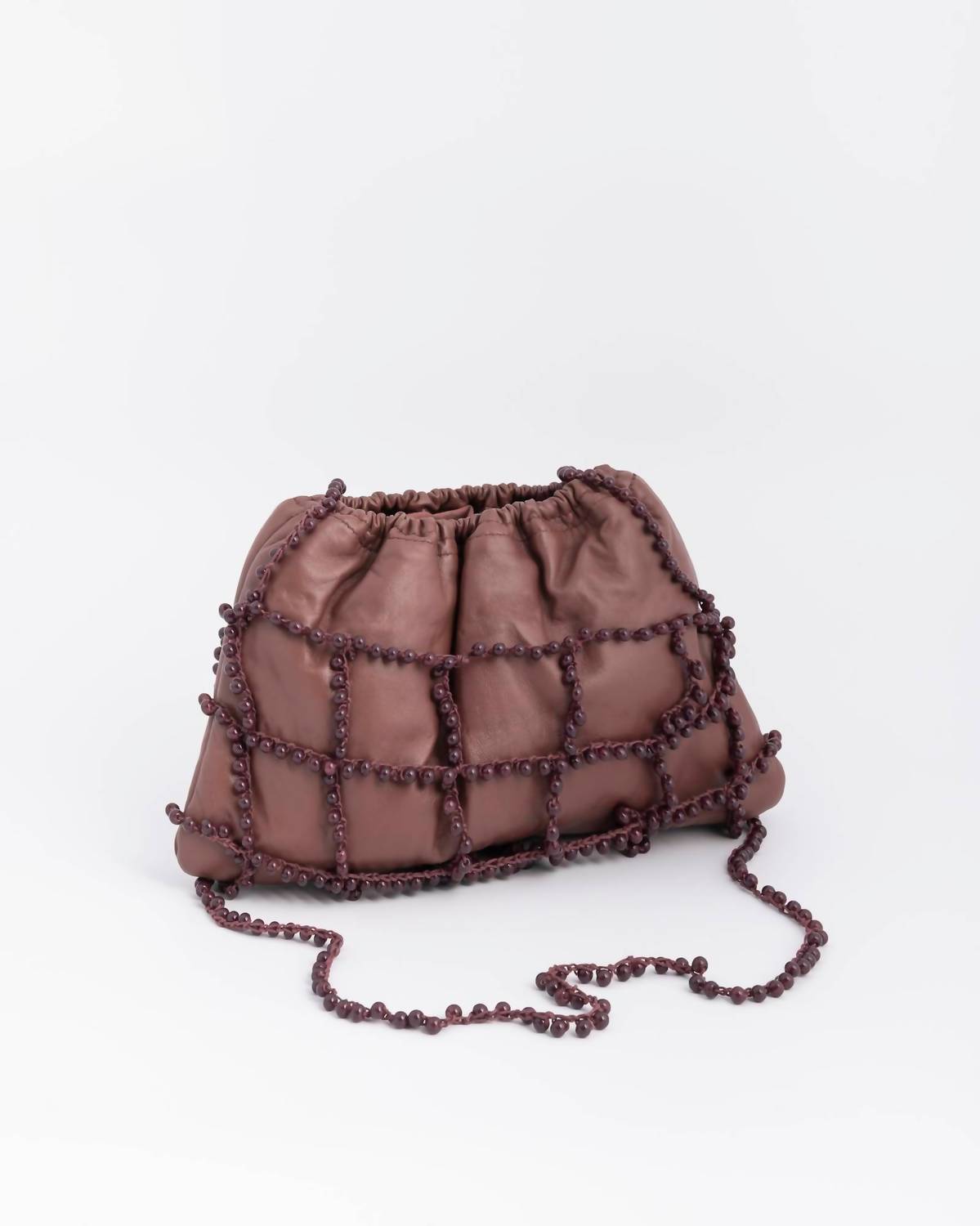 Alysi - Women's Beaded Leather Shoulder Bag