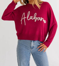 LE LIS Alabama Tinsel Sweater in crimson - women's sweater