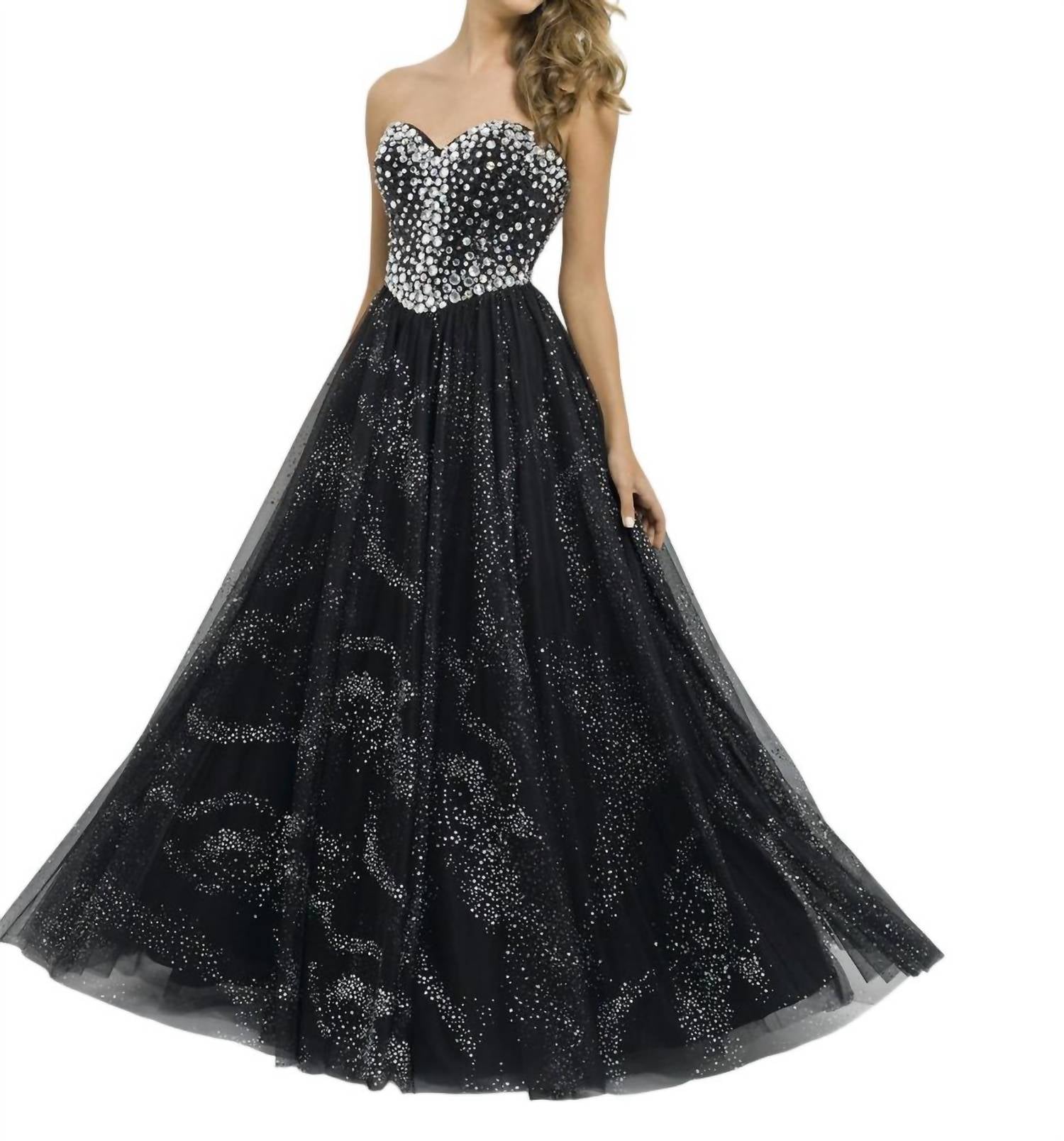 Blush Prom - Bejeweled Lace Up Back Gown