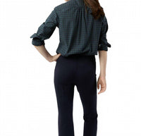 Ann Mashburn Hattie Long Sleeve Button Down Shirt in blackwatch poplin - women's shirt - detail view