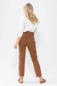 Judy Blue High Waist Utility Slim Fit Jeans in brown - women's jeans - detail view