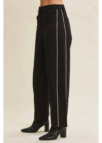 In February - Talia Contrast Piped Barrel-leg Pants