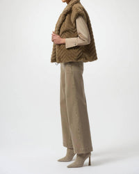 Joseph Ribkoff - Chevron Zip Up Faux Fur Vest
