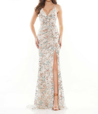 COLORS DRESS Sequin Mermaid Evening Gown in gold turquoise - women's dress