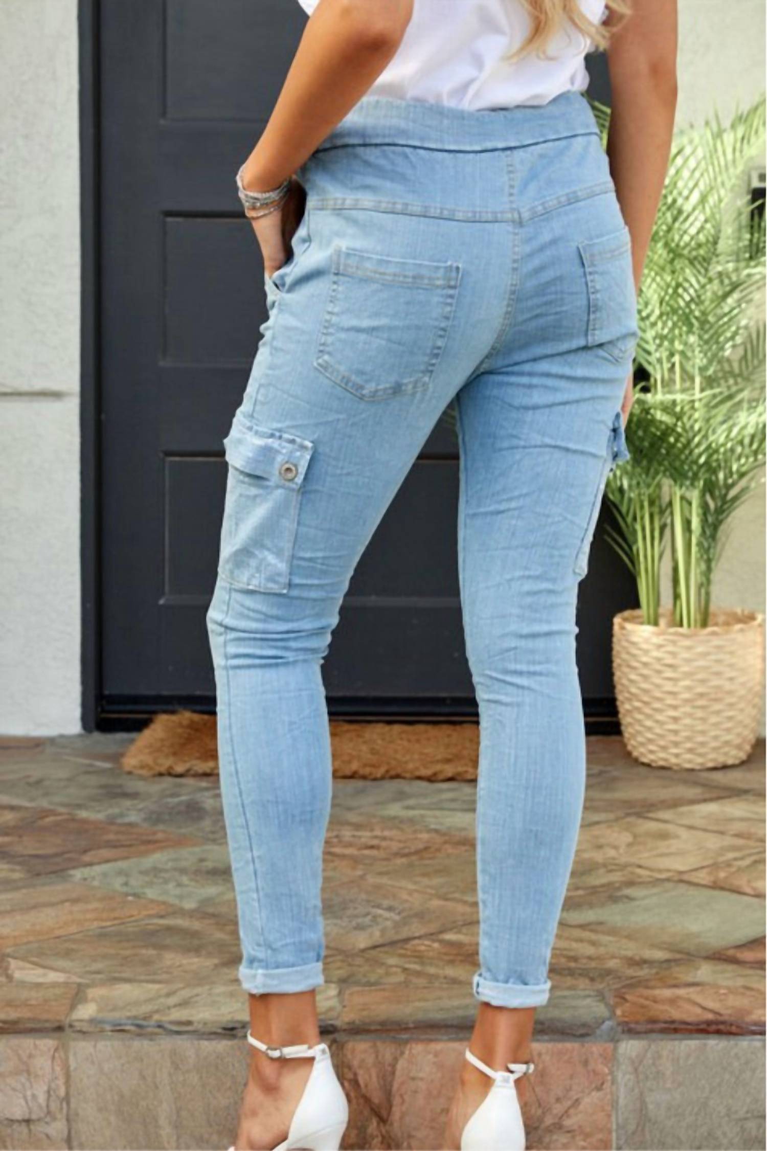 Venti6 - Sequin Pocket Crinkle Jogger Pants